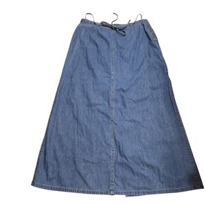Vintage Liz Claiborne Denim Maxi Skirt 16 Sidebutton Blue Skirt.